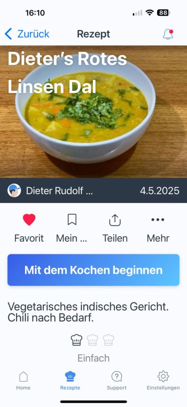 Linsen Dal - Foto (C) 2025 Dieter Rudolf Eigenes Cookit Rezept